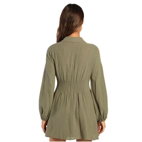 New! Lulus Best Harvest Olive Green Mini-Dress Sz M - Picture 4 of 7